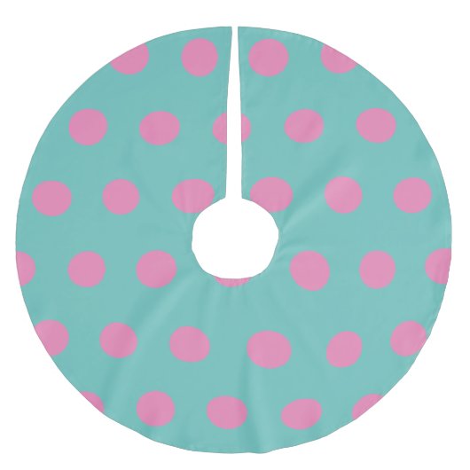 Polka Dot Tree Skirt (Aqua & Pink) Polyester Weihnachtsbaumdecke (Vorderseite)