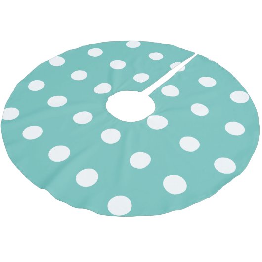 Polka Dot Tree Skirt (Aqua & White) Polyester Weihnachtsbaumdecke (Schrägansicht)