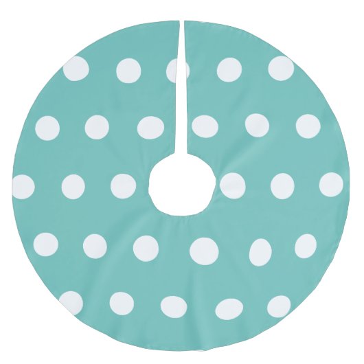 Polka Dot Tree Skirt (Aqua & White) Polyester Weihnachtsbaumdecke (Vorderseite)
