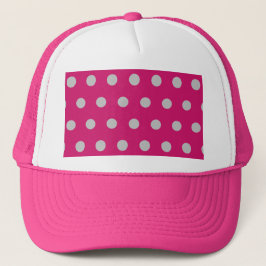 Polka Dot Trucker Hat (Hot Pink & Gray) Truckerkappe
