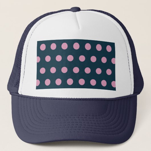Polka Dot Trucker Hat (Midnight Blue & Soft Pink) Truckerkappe (Vorderseite)