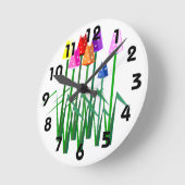 Polka Dot Tulips Clock Runde Wanduhr (Winkel)
