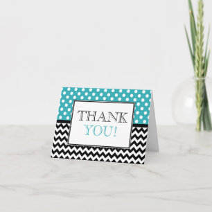 Polka Dot Türkis & Chevron Dankeskarten Dankeskarte