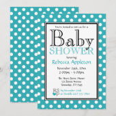 Polka Dot Turquoise Kinderdusche Einladungen (Vorne/Hinten)