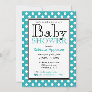 Polka Dot Turquoise Kinderdusche Einladungen