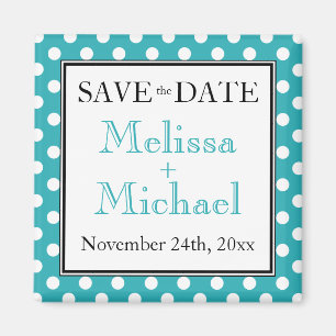 Polka Dot Turquoise Speichern Sie den Datumsmagnet Magnet