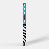 Polka Dot Turquoise und Zebra Print iPhone Hülle (Rechte Seite)