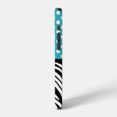 Polka Dot Turquoise und Zebra Print iPhone Hülle (Linke Seite)