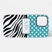 Polka Dot Turquoise und Zebra Print iPhone Hülle (Rückseite (Horizontal))