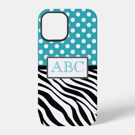 Polka Dot Turquoise und Zebra Print iPhone Hülle (Rückseite)