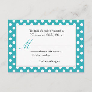 Polka Dot Turquoise & White UAWG Reply Cards RSVP Karte