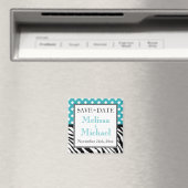 Polka Dot Turquoise Zebra Print Save the Date Magnet (In Situ (Geschirrspüler))