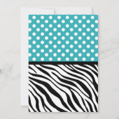 Polka Dot Turquoise Zebra Print Wedding Einladung (Rückseite)