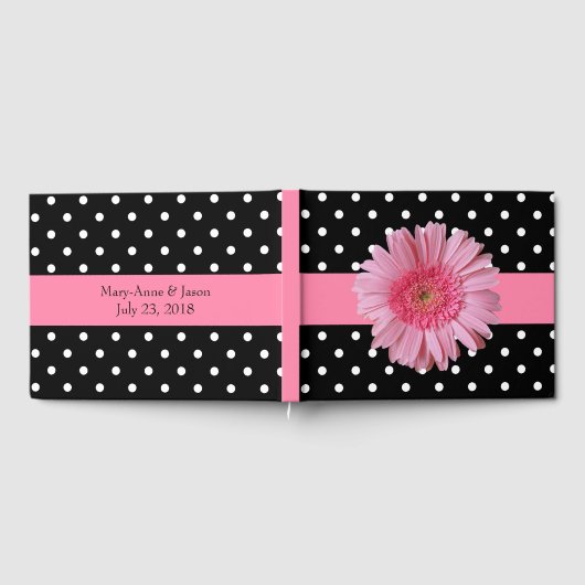 Polka Dot und Pink Gerber Daisy Wedding Gästebuch (Voll)