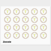 Polka Dot und Quatrefolie Single Letter Monogram Runder Aufkleber (Blatt)