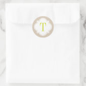 Polka Dot und Quatrefolie Single Letter Monogram Runder Aufkleber (Tasche)