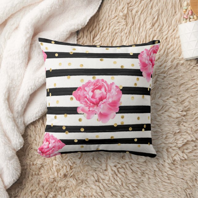 Polka Dot und rosa Blumenmuster Kissen (Decke)