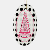 Polka-Dot und rosa Weihnachtsbaum Keramikornament (Rechts)