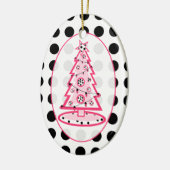 Polka-Dot und rosa Weihnachtsbaum Keramikornament (Links)
