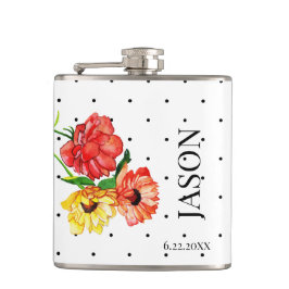 Polka Dot und Rot-Gelb-Trauzeugen Flachmann