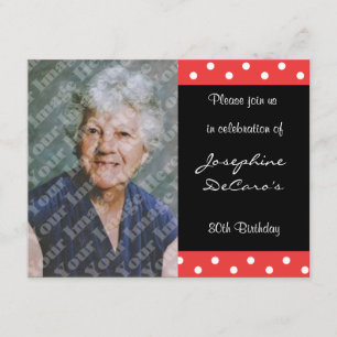 Polka Dot und Rote Blase 80. Geburtstagsfeier Einladung
