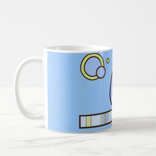 Polka Dot und Streifen Blue Monogram Kaffeetasse (Links)