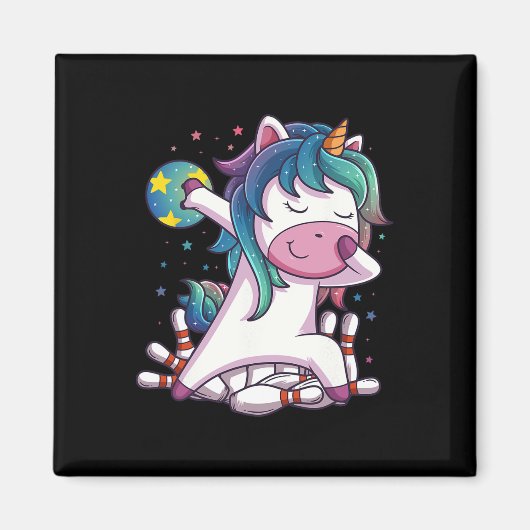 Polka Dot Unicorn Bowling Birthday Party Geschenk Magnet (Vorne)