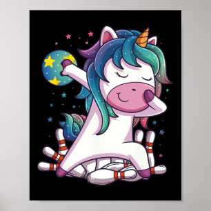 Polka Dot Unicorn Bowling Birthday Party Geschenk Poster