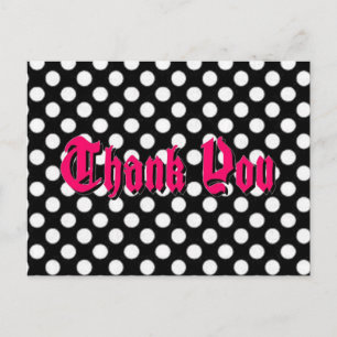 Polka Dot Vielen Dank Postcard - Rosa Schattentext Postkarte
