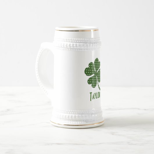 Polka dot Vierblättriges Kleeblatt Anpassen Bierglas (Vorderseite Links)