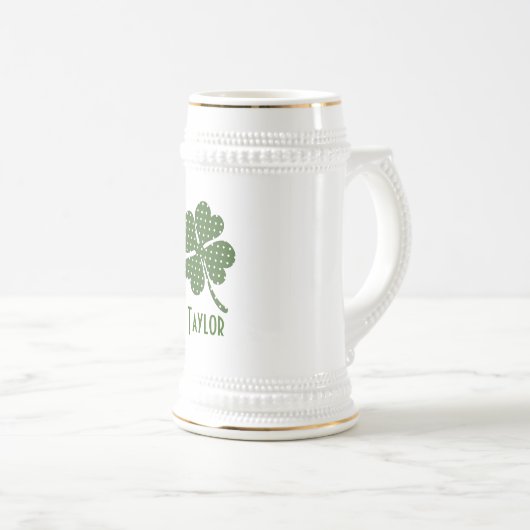 Polka dot Vierblättriges Kleeblatt Anpassen Bierglas (VorderseiteRechts)