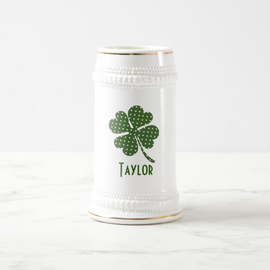 Polka dot Vierblättriges Kleeblatt Anpassen Bierglas (Mittel)