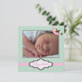 Polka dot, Vogel mit Rahmen-Foto für Mädchen Ankündigung (Stehend Vorderseite)