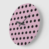 Polka Dot Wall Clock (rosa und schwarz) Große Wanduhr (Winkel)