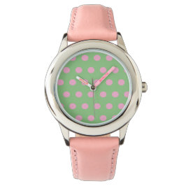 Polka Dot Watch (Sage Green & Pastel Pink) Armbanduhr