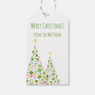 Polka Dot Watercolor Weihnachtsbaum Geschenkanhänger
