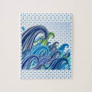 Polka Dot Waves of Blue Puzzle