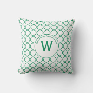 POLKA DOT Weiß Grün Individualisierte Monogramm Kissen