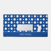 Polka Dot White Blue Pattern Schreibtischunterlage (Tastatur & Maus)