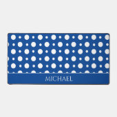 Polka Dot White Blue Pattern Schreibtischunterlage (Vorderseite)