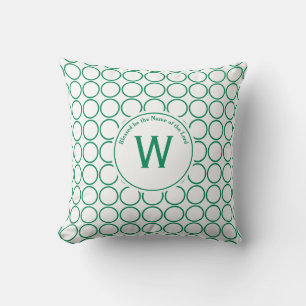 POLKA DOT White Green angepasstes Monogramm Kissen
