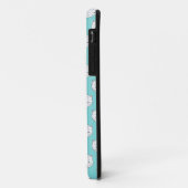 Polka Dot White Kitty Face über Aquamarin Case-Mate iPhone Hülle (Hinten/Links)