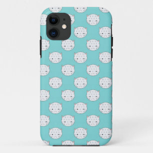 Polka Dot White Kitty Face über Aquamarin Case-Mate iPhone Hülle