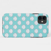 Polka Dot White Kitty Face über Aquamarin Case-Mate iPhone Hülle (Rückseite (Horizontal))