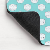 Polka Dot White Kitty Face über Aquamarin Mousepad (Ecke)