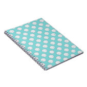 Polka Dot White Kitty Face über Aquamarin Notizblock (Rechte Seite)