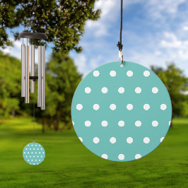 Polka Dot Wind Chime (Aqua & White) Windspiel