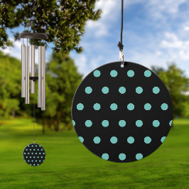 Polka Dot Wind Chime (Black & Aqua) Windspiel