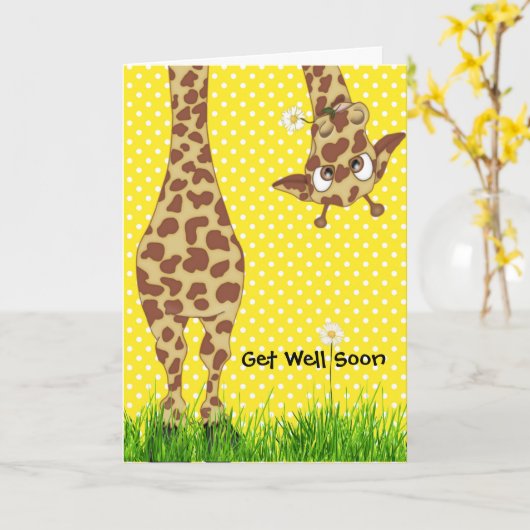 Polka Dot wird bald gut Giraffe Karte (Gelbe Blume)