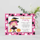 Polka Dot Witch Halloween-Party Einladungen (Stehend Vorderseite)
